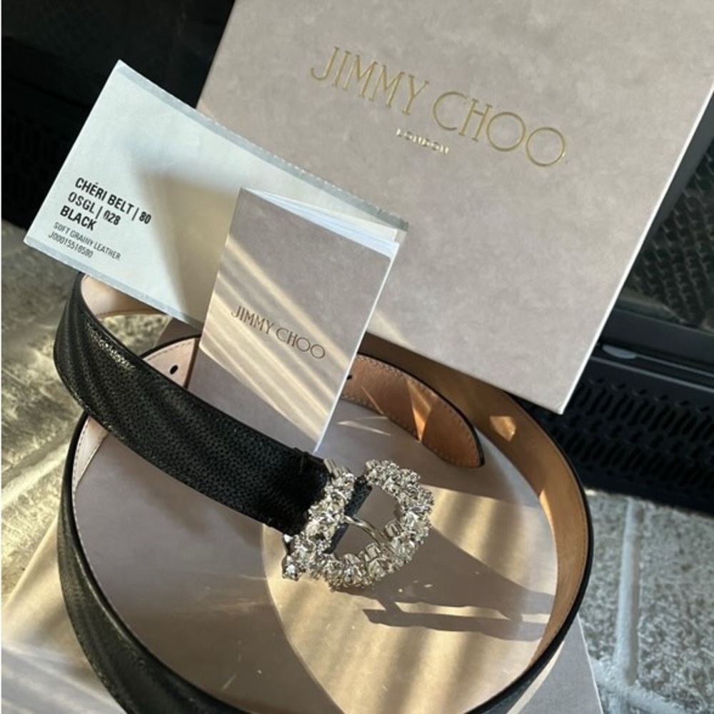 Jimmy Choo Black Belt with Crystal Buckle